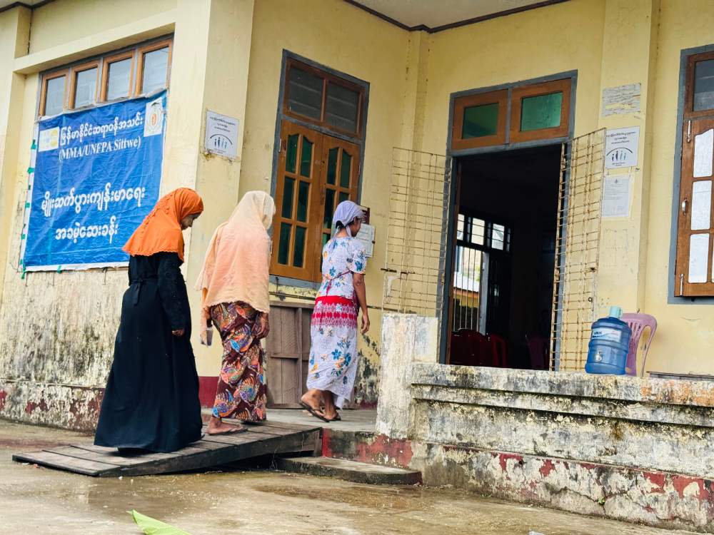 Figure 3: Women visit to MMA's static clinic in Sittwe township for essential health care.  Photo © UNFPA Myanmar