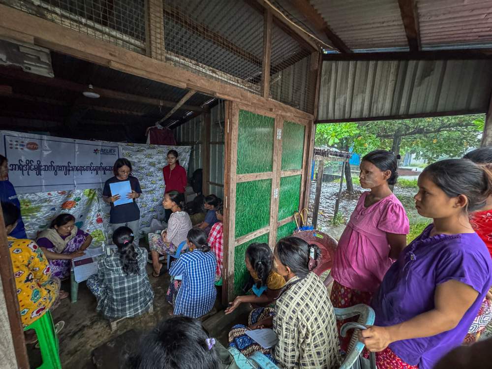 Figure 7: Community women, including pregnant women, visit RI's mobile clinic to receive essential health care and sexual and reproductive health awareness at one of the internally displaced (IDP) camps in Rakhine.  Photo © UNFPA Myanmar