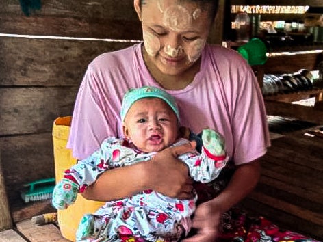 The story of a mother who delivered her baby at one of the displacement locations in Mon State