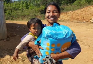 Mrs Ngechai, of Peite village, Matupi Township, one of many women who received a UNFPA Dignity kit.  