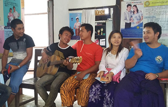 Youth in Hsipaw, Shan State, sing at the YIC.