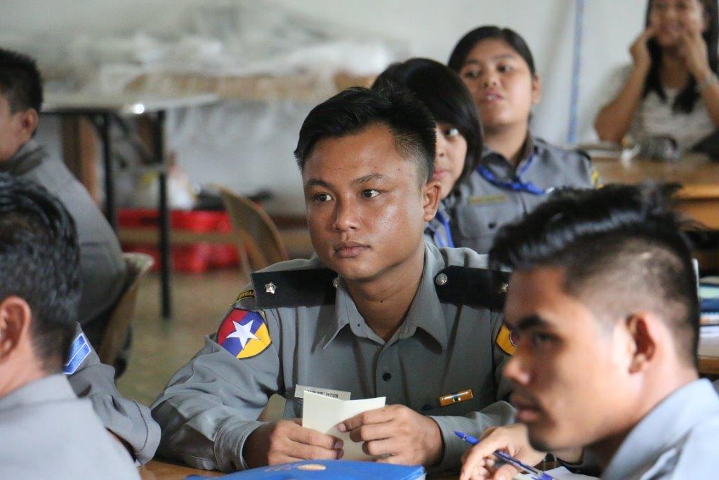 Police officers in Lashio receive training on gender-based violence.