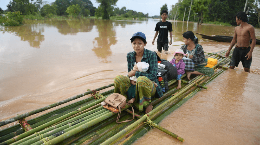 Women represent approximately 60% of those affected by the recent flooding in Myanmar.  Photo: World Food Program/Bago Region, Myanmar/2024.