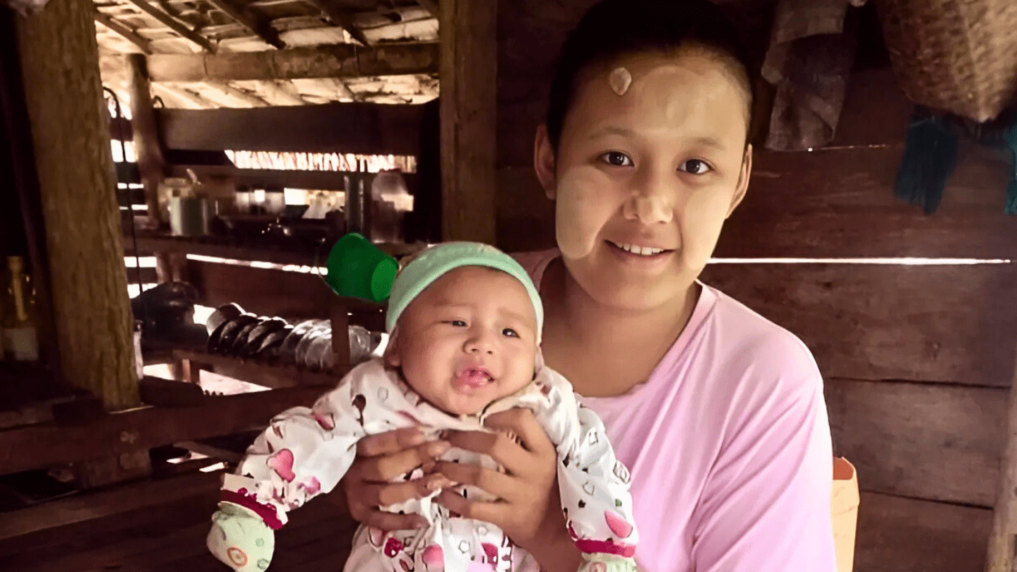 The story of a mother who delivered her baby at one of the displacement locations in Mon State