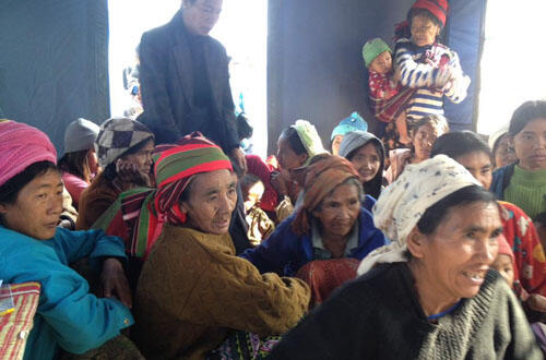 Women displaced by the 2015 floods, now living in the Tedim camp in Chin state.