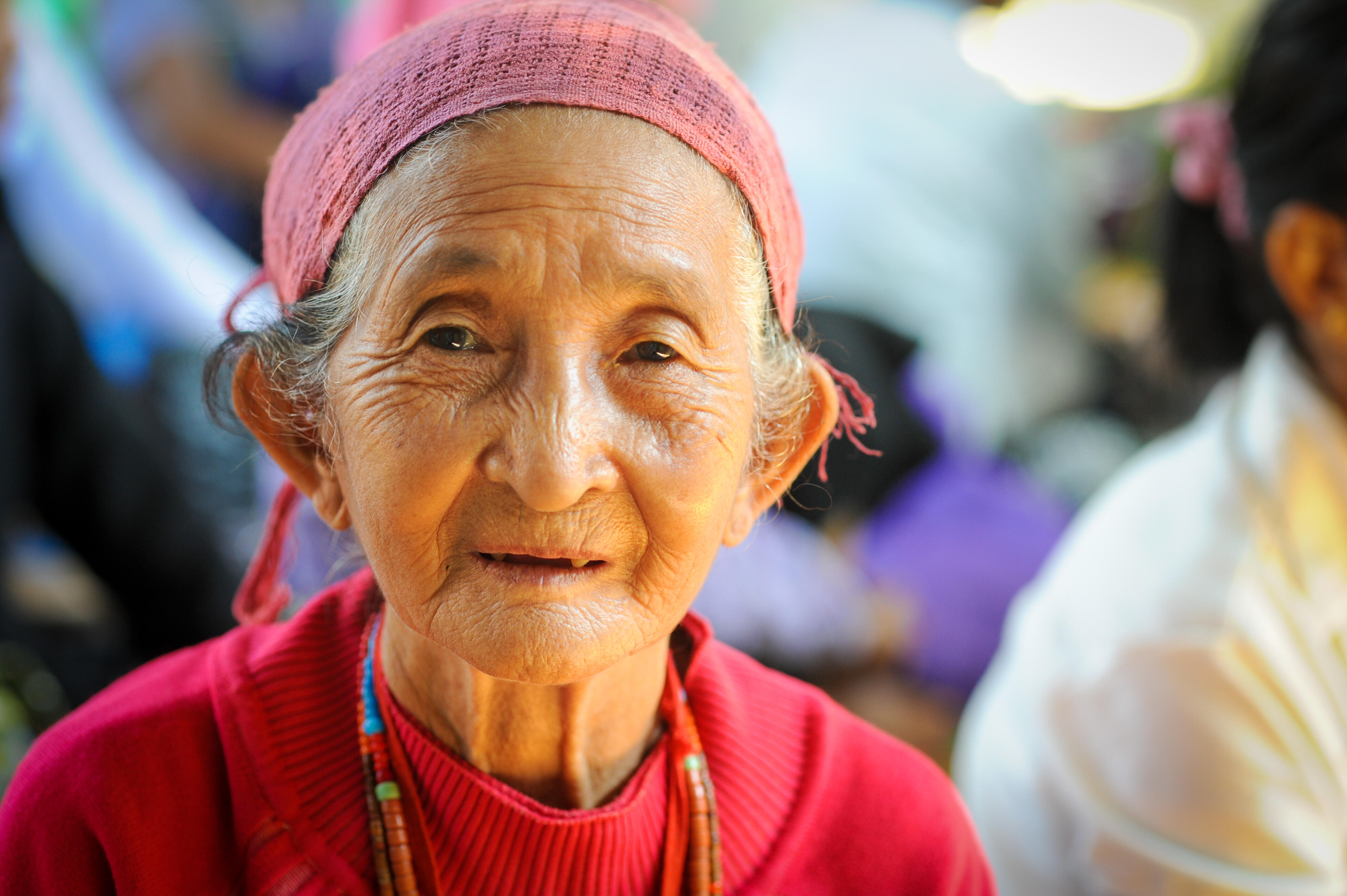 An elderly woman visiting a UNFPA-supported Women and Girls Centre in Myitkyina, Kachin State. 