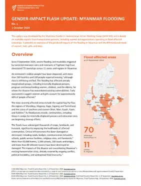 GENDER-IMPACT FLASH UPDATE: MYANMAR FLOODING