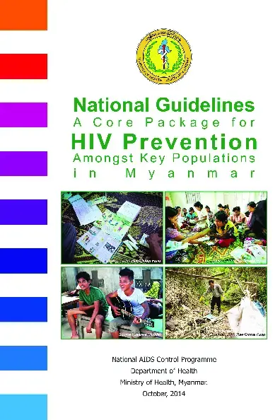 National Guidelines A Core Package for HIV Prevention Amongst Key Populations in Myanmar