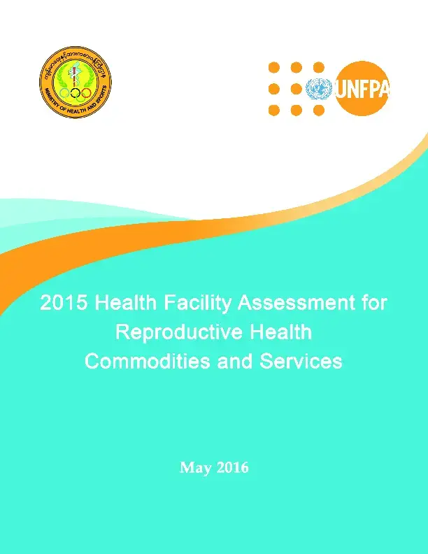 2015 Health Facility Assessment for Reproductive Health Commodities and Services